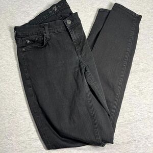 7 For All Mankind USA Women's the Skinny Black Distressed Jeans SZ 27